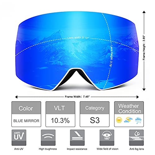 FMY Ski Goggles for Men Women & Youth - Anti Fog UV400 Protection Snowboard Snow Skiing Goggles for Adult