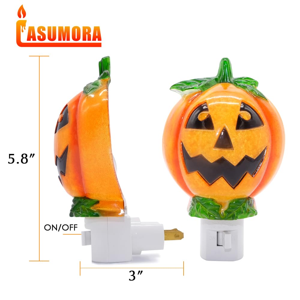 Lasumora Halloween Night Light  Led Pumpkin Jack O Lantern Night Light Plug In  Halloween Decorations Indoor For Party Kids Gift With Swivel Plug Halloween Decor