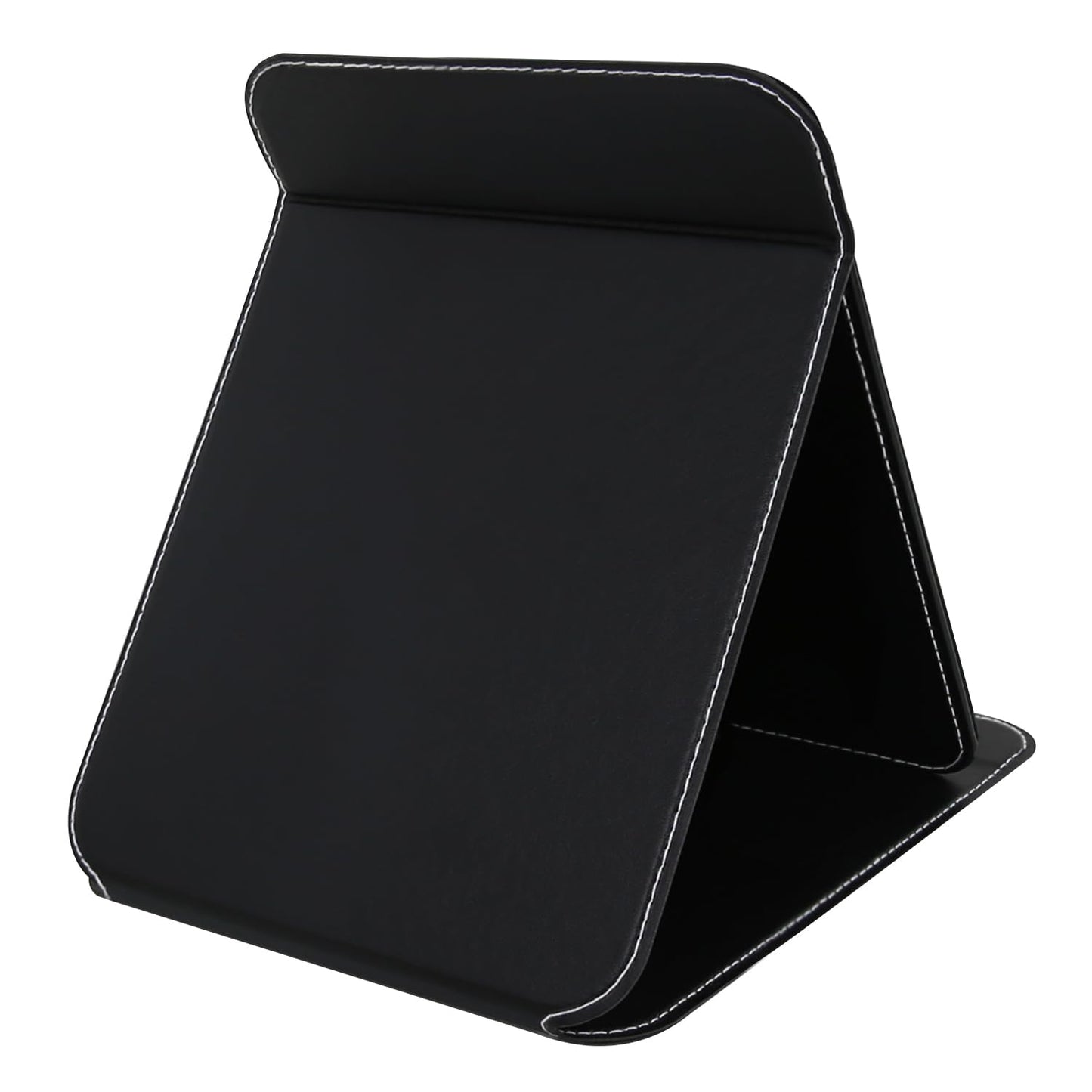 PDOZV Travel Mirror for Desk, 6.5  8.9    Adjustable Rectangle PU Edge Covering Black Foldable Desk Mirror with Stand for Travel