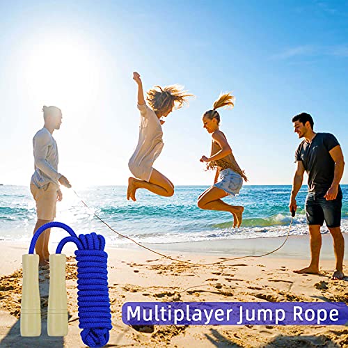 16 FT Long Jump Rope for Kids, Adjustable Double Dutch Skipping Rope with Wooden Handle, Multiplayer Team Jumping Rope for...