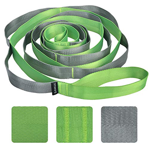 SANKUU Yoga Straps Stretching Strap with 12 Loops Workout Poster, Straps for Stretching Physical Therapy Equipment Long St...