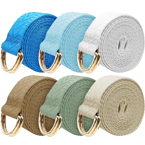 6 Packs Yoga Strap for Stretching Yoga Belt Adjustable Straps for Non Elastic Stretching Strap Exercise Straps for Pilates
