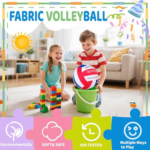 KUYOTQ Soft Indoor Volleyball for Indoor Practice Super Soft and Light Safe Sport Gear Fabric Volleyball for Kids Youth Ad...