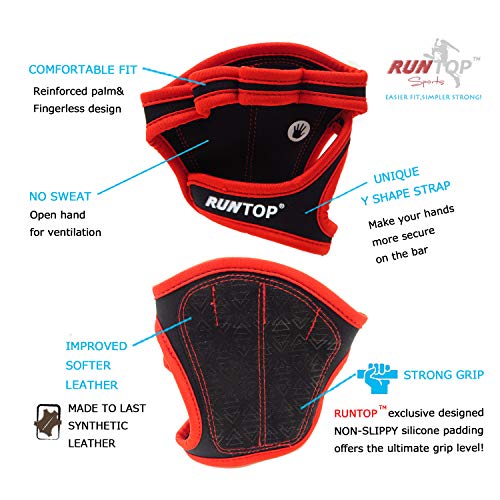 RUNTOP Workout Gloves Fitness Cross Training WODS Gym Yoga Exercise Grip Pads Weight Lifting Powerlifting Anti-Slip Bareha...