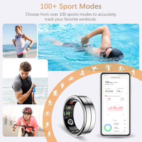 Fit Ring for Women Men, Ring Health Tracker with Heart Rate,Blood Oxygen,Heart Rate Variability, Stress, Sleep Monitor, St...