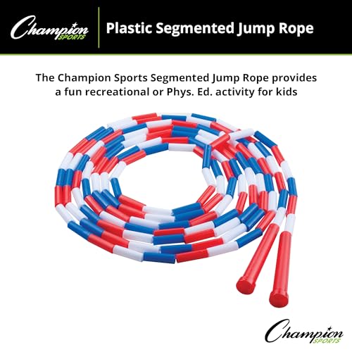 Champion Sports Plastic Segmented Jump Ropes – 7 to 16 ft Lengths – Fun, Durable Ropes for All Ages, Available in Multiple...