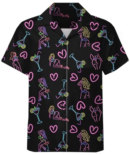 DOOPCCOR Men's 3 Piece Tracksuit Cuban Collared funny Hawaiian Shirt Shorts Button Down Sets With Bucket Hats