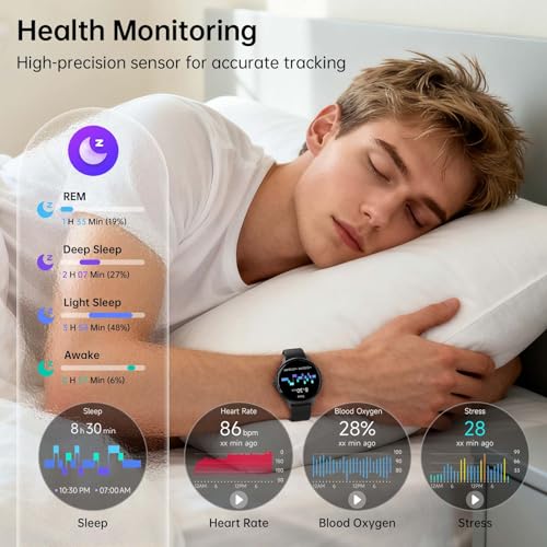 Smart Watch for Women Men, 1.27" AMOLED Screen Smartwatch with Answer/Make Call for iPhone/Android/Samsung, Fitness Tracke...