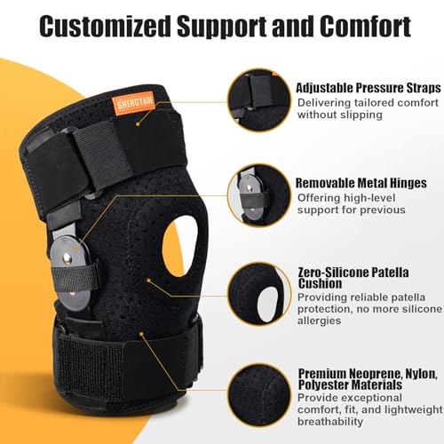 Hinged Knee Brace, Adjustable Knee Support Wrap for Men and Women, Pain Relief Swelling and Inflammation, Patellar Tendon ...