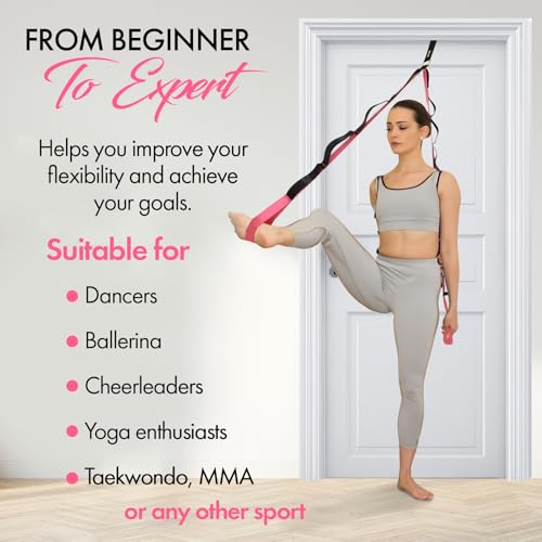 10-Loop Yoga Strap with Door Anchor – Stretch Strap for Flexibility, Deep Stretching, and Improved Balance – Perfect Yoga ...