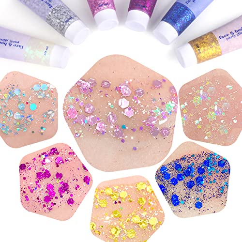MEICOLY Purple and Gold Face Body Glitter Set, Mardi Gras Face Glitter,Mardi Gras Outfit for Women Kids,Mardi Gras Accesso...