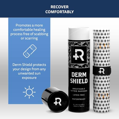 Recovery Aftercare Derm Shield Tattoo Cover Up Patch - Latex-Free & Waterproof Tattoo Aftercare Bandage - Transparent Matt...