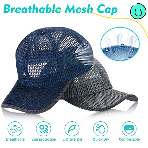 Handepo 6 Pcs Summer Mesh Baseball Cap Breathable Trucker Mesh Hat for Men Women Outdoor Sports Running Caps Cooling Light...
