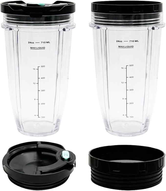 2 Packs 24oz Replacement Parts Cup with Lid, Compatible with Nutri Ninja BN750, BN750C, BN751, BN751C, BN800, BN800C, BN801, BN801C, DB751A