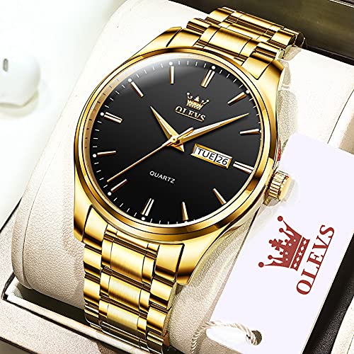OLEVS Classic Men Watches with Date,Stainless Steel Man Watch with Date, Bussiness Watches for Men,Luminous Quartz Mens Wa...