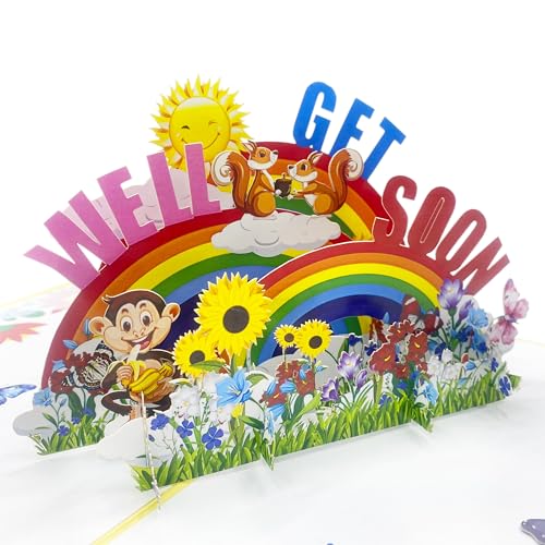 MeeSunnie Colorful Get Well Soon Card, 3D Pop Up Card, Card for Speedy Surgery Recovery, Thinking Of You, for Boss, Frien...