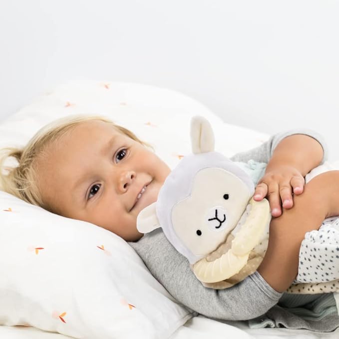 Lulyboo Lovey Baby Sleep Soother & Teether - Plush Security Blanket with Music, White Noise, Vibration, Detachable Silicone Teethers, Universal Crib Attachment, Llama Design, BPA-Free