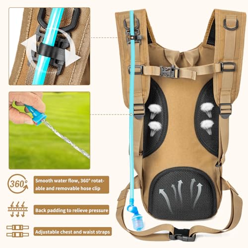 LASUK Hydration Backpack, Tactical Molle Water with 2L TPU Water Bladder, for Men Women Lightweight Water Backpack, Hydrat...