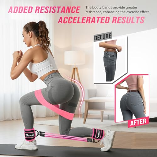 WOQQW Resistance Bands Set - Ankle Resistance Bands with Cuffs for Legs & Glute Workout, Fabric Booty Bands for Women, Hom...