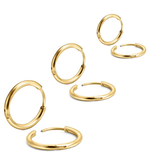 6Pcs 316L Surgical Stainless Steel Small Gold Huggie Hoop Earrings 6mm 8mm 10mm Hypoallergenic Earrings Hoop Cartilage Helix Lob