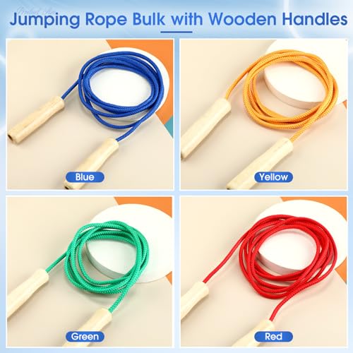 Sonwyoung 8.53 FT Jump Ropes for Kids Adults Adjustable Cotton Skipping Rope with Wooden Handle for Multiplayer Double Dut...