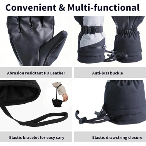MGGMOKAY Unisex Waterproof Touchscreen Ski Gloves Warm Winter Snow Glove with Pocket for Men Women