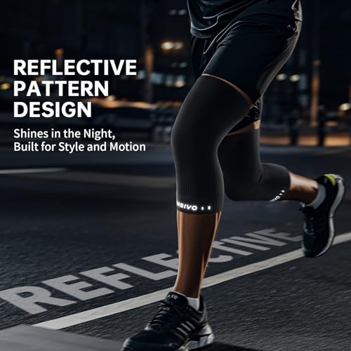 CAMBIVO Knee Brace for Women and Men (2 Pack), Ultra-Thin Lightweight Knee Compression Sleeve (Black, Large)