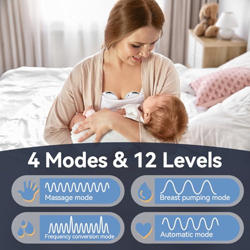 Hands Free Breast Pump Wearable MY-375 - Strong Suction, Low Noise, Wearable Breastfeeding Pump with 4 Mode &12 Levels, Po...