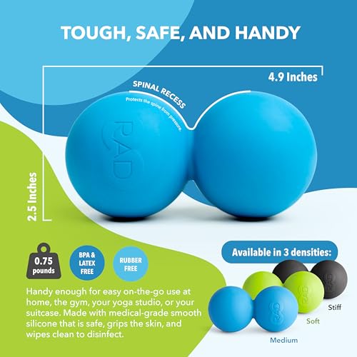 RAD Original Peanut Massage Ball – Medium Density Yoga Deep Tissue Roller Ball – Myofascial Release for Back, Neck, Feet, ...