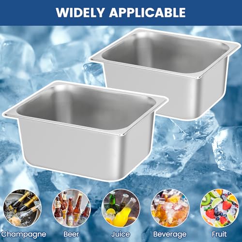 2 Pack Ice Bucket for Freezer,Freezer Ice Bin (large),Ice Buckets for Parties,Champagne Bucket,Stainless Steel Ice Bin for...