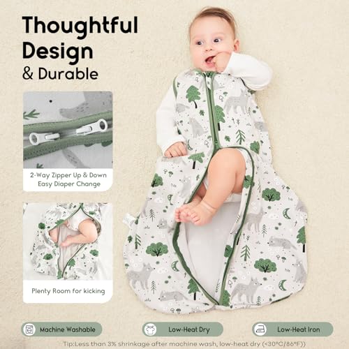Yoofoss Baby Sleep Sack 12-18 Months TOG 1.0 Baby Wearable Blanket, 2 Pack 100% Organic Cotton Infant Toddler Sleeping Sac...