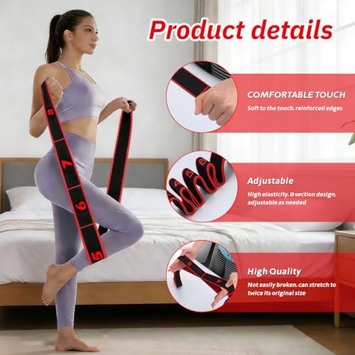 Elastic Exercise Bands with Handles, Adjustable Strength for Home Gym, Stretching, Yoga & Pilates, Non-Slip Puller Straps ...