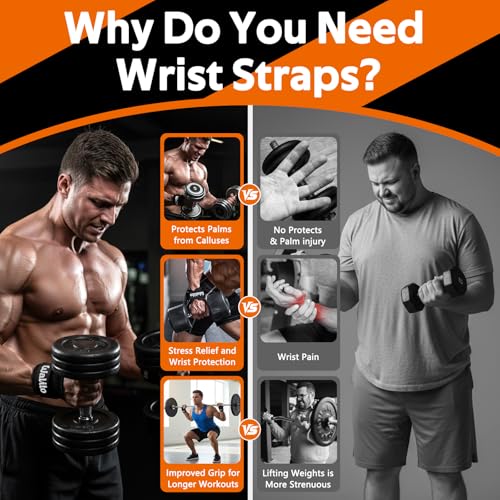 Weight Lifting Wrist Strap，Double Layer Leather Wrist Wraps with Neoprene Padding for Weightlifting & Deadlifts – Adjustab...