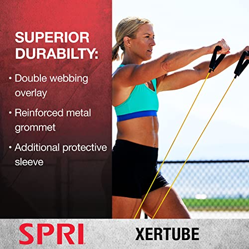 SPRI Xertube Resistance Bands with Handles – All Exercise Cords Sold Separately with Home Gym Workout Fitness Door Anchor ...