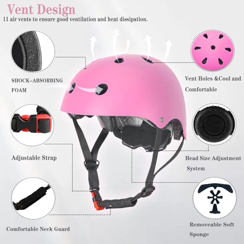 FOOKCIAN Kids Helmet,Toddler Skateboard Helmets for Ages 2-3-5-8-14 Years Boys Girls with Knee and Elbow Pads Wrist Guards...