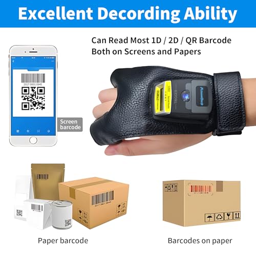 Posunitech Glove Barcode Scanner 2D GS02 Wearable Zebra SE4107 Reader IP65 Touch Scanning NFC Support Multi-Language for W...