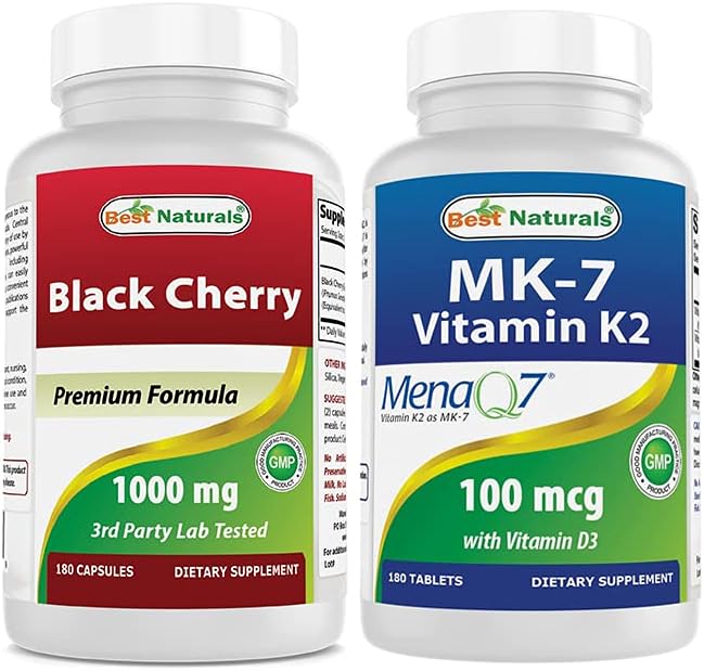 Best Naturals Black Cherry 1000 Mg & Vitamin K2 (MK7) with D3