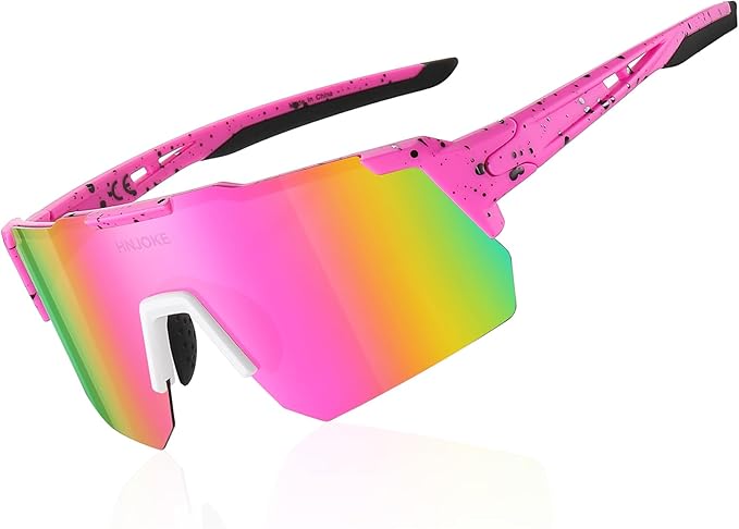 HNJOKE Sports Polarized Sunglasses, UV 400 Protection Sun Glasses Women, Mens Glasses for Cycling Biking Running