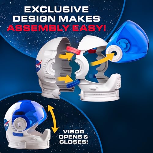 NASA Astronaut Helmet Halloween Costume Accessory for Kids – Wearable Space Helmet with Foam Padding, Sticker Sheet & Lear...