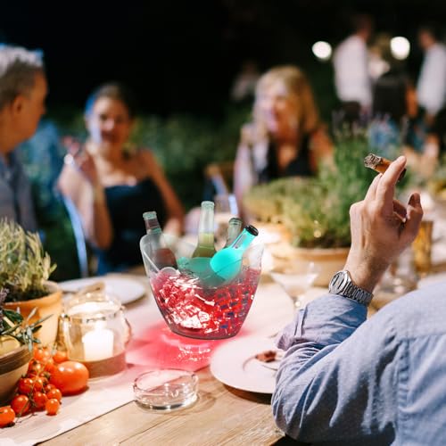 Funnymoom 4L LED Ice Buckets with Waterproof Light and Remote Control Light up Plastic Ice Bucket Clear Large Capacity Bee...