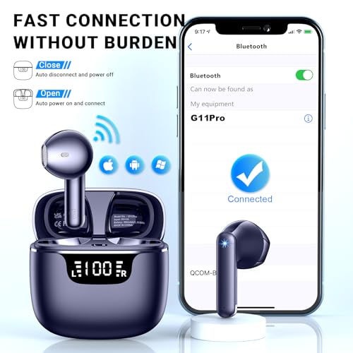 Godyse Wireless Earbuds Bluetooth 5.4 with LED Display Case, Mini in-Ear Bluetooth Earbuds, ENC Noise Cancelling for Call...