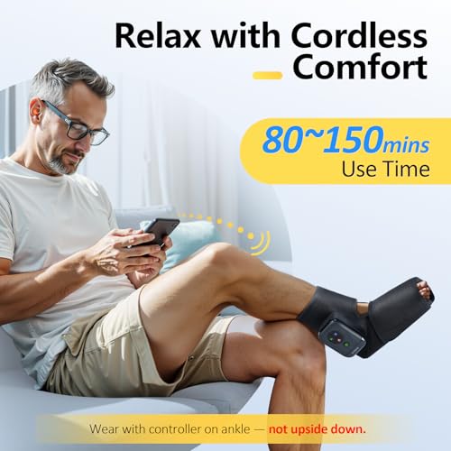 Comfytemp Air Compression Therapy Device K1007, Portable Foot Massager with Heat, Cordless Ankle Massage Boot for Pain Rel...