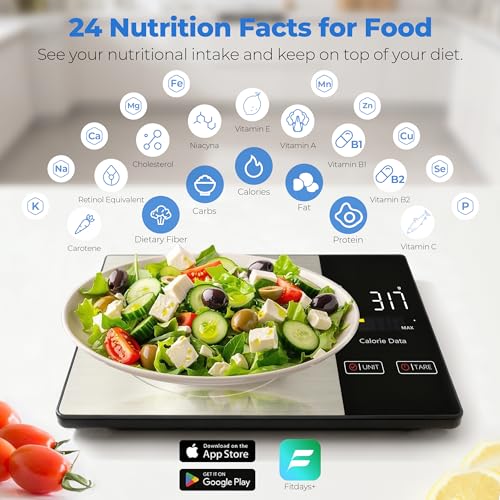 WARMKEY Smart Nutrition Food Scale - Digital Kitchen Scale with Nutritional Calculator App,Tare Function,Track Calories &2...