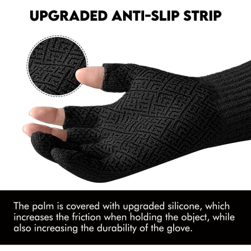 Riverruns Wool Fishing Gloves - Winter Fingerless Knitted Gloves for Men and Women 3-Cut Fingers Warm Gloves for Cold Weat...