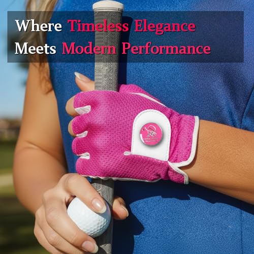 Caddy Classic Ladies Golf Glove Women | Half Finger Mesh Design for High Breathability | Premium Leather uction for Comfor...