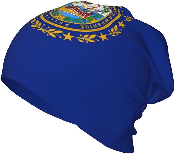 YANYU New Hampshire State Flag Print Soft Beanie Winter Hat Warm Thermal Cap Headwear for Snow Play Outdoor Activities