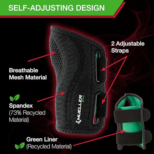 MUELLER Sports Medicine Green Fitted Wrist Brace for Men and Women, Wrist Pain Relief Support, Ideal for Carpal Tunnel, Te...