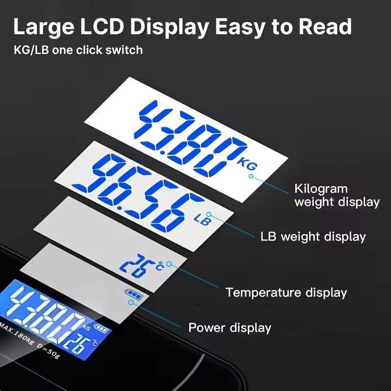 AI Scale for Body Weight and Fat Percentage, Accurate Bathroom Smart Scale with Large Display, High Precision Smart Scale ...