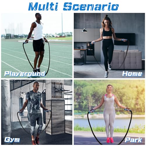 ZEFEI-TOP Jump Rope, 3.75 LB/2.65 LB Weighted Jump Rope for Fitness, Heavy Skipping Rope for Home Gym Workout, Weight Los...