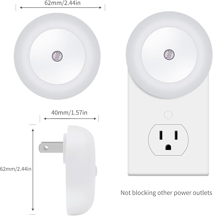KINUR 6 Pack Red LED Plug into Wall with Dusk to Dawn sensors Plug in Night Lights for Kids Room, Bedroom, Bathroom, Baby Nursery,Stair Lights, Hallway Light